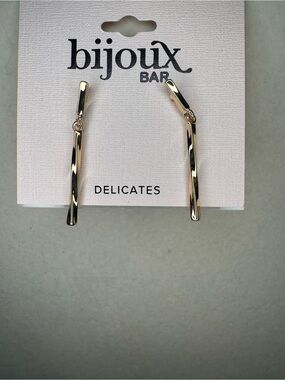 NWT Bijoux Bar Gold Tone Twisted Bar Drop Earrings
